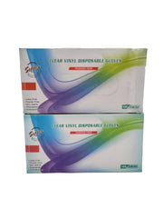 Disposable Vinyl Gloves | Box of 100 | Multipurpose | Food Handling Use | Powder Free | Clear (2, XL)