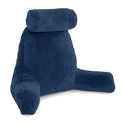 Trickonometry Large Reading Pillow with Arms, Prop Up Chair Cushion (Navy)