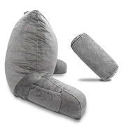 Trickonometry Large Reading Pillow with Arms - Prop Up Chair Cushion (Grey)