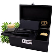 MustStash Large Stash Box with Smell-Proof UV Glass Jars - 420 Box, Handcrafted Bamboo Herb Box with Combination Lock, Rolling Tray, Storage Tube & Cleaning Brush - Tobacco Organizing Accessories