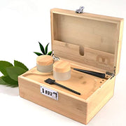 MustStash Bamboo Stash Box with Smell-proof UV Glass Jars - with Combination Lock