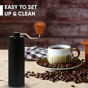 Iron Lion Manual Coffee Grinder with Adjustable Conical Burr for Fresh Whole Beans, Stainless Steel, Smooth Hand Crank Grinding