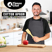 Tipsee Chef Cotton Aprons - Kitchen Apron Durable 100% Cotton