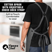 Tipsee Chef Cotton Aprons - Kitchen Apron Durable 100% Cotton