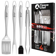 Tipsee Chef BBQ Tool Set - 4 Piece Grill Set - Barbeque Grilling Accessories